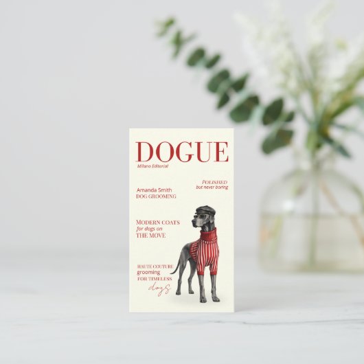 Ivory Great Dane Dogue Magazine Business Card 名刺 (スタンド正面)