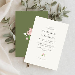 Ivory & Green | Chic Watercolor Floral Wedding  招待状