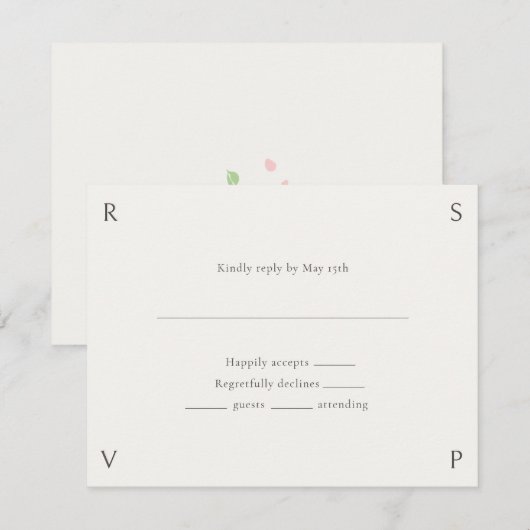 Ivory & Green | Floral Rose Wedding RSVP  (正面/裏面)