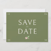 Ivory & Green | Floral Rose Wedding Save The Date セーブザデート (裏面)