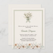 Ivory green florals Bridal Shower invitation (正面/裏面)