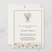Ivory green florals Bridal Shower invitation (正面)