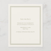 Ivory green monogram wreath birthday Save the Date チラシ (裏面)