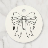 Ivory Hand Drawn Illustration Minimalist Wedding  フェイバータグ (裏面)