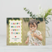 Ivory Happy Merry Wavy Christmas Photo Card 招待状 (スタンド正面)
