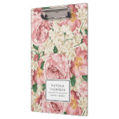 Ivory Hydrangeas and Pink Garden Roses Floral クリップボード (左)