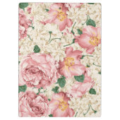 Ivory Hydrangeas and Pink Garden Roses Floral クリップボード (裏面)