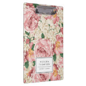 Ivory Hydrangeas and Pink Garden Roses Floral クリップボード (右)