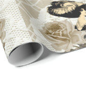 Ivory Laceヴィンテージの女性包装紙 ラッピングペーパー (ロールコーナー)