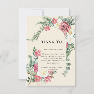 Ivory Lace Elegant Personalized Wedding Gratitude サンキューカード