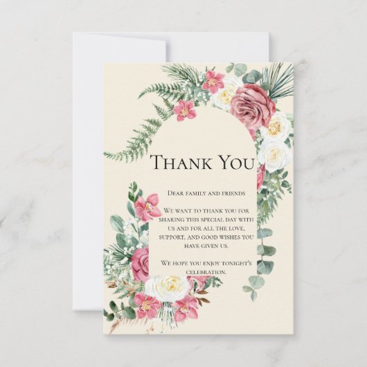 Ivory Lace Elegant Personalized Wedding Gratitude サンキューカード (正面)