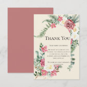Ivory Lace Elegant Personalized Wedding Gratitude サンキューカード (正面/裏面)