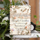 Ivory Lace Floral Photo Romantic Spring Wedding 招待状