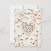 Ivory Lace Heart Floral Romantic Spring Wedding 出欠カード (裏面)
