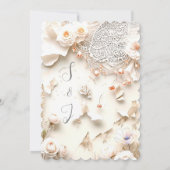 Ivory Lace Heart Floral Romantic Spring Wedding 招待状 (裏面)