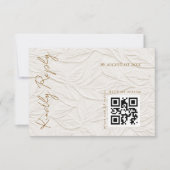 Ivory Leaves Elegant Wedding QR code  出欠カード (正面)