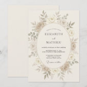 Ivory Luminous Classic Wedding 招待状 (正面/裏面)