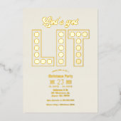 Ivory Luxe Let's Get Lit Retro Christmas Party 箔招待状 (正面)