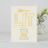 Ivory Luxe Let's Get Lit Retro Christmas Party 箔招待状 (立ち正面)