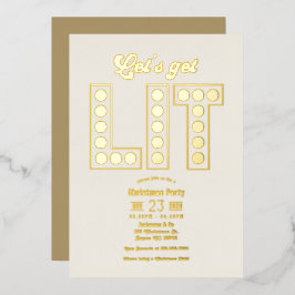 Ivory Luxe Let's Get Lit Retro Christmas Party 箔招待状