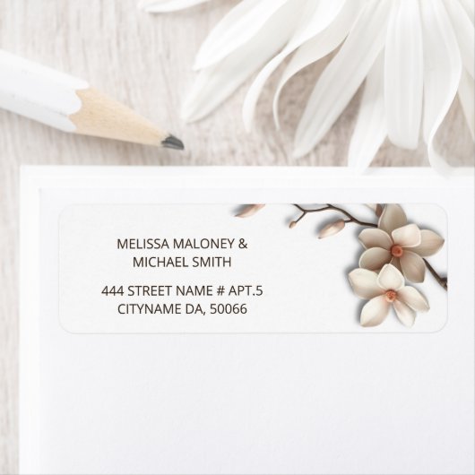 Ivory Magnolia 3D Flowers |  Wedding ラベル (インサイチュ)