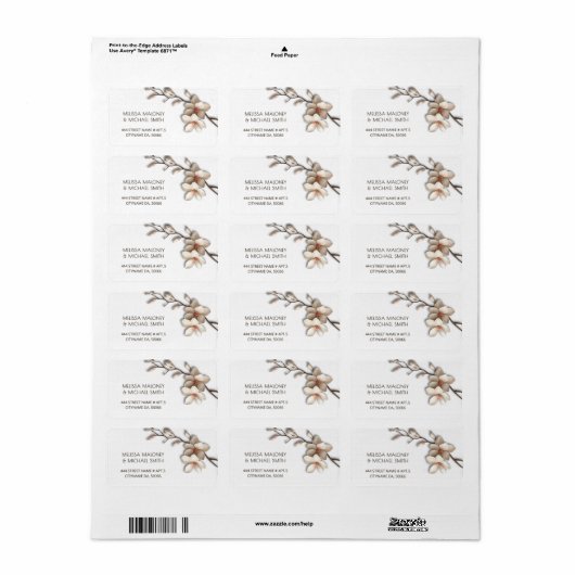 Ivory Magnolia 3D Flowers | Wedding ラベル (フルシート)