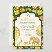 Ivory Mandala Moghul Arch hindu Wedding 招待状 (正面)