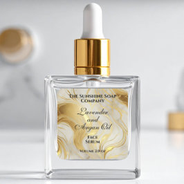 Ivory marble and gold foil dropper bottle label スクエアシール