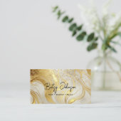 Ivory Marble and Gold Glitter Business Card 名刺 (スタンド正面)