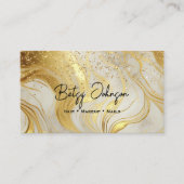 Ivory Marble and Gold Glitter Business Card 名刺 (正面)