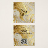 Ivory Marble and Gold Glitter Salon Business Card (正面&裏面)