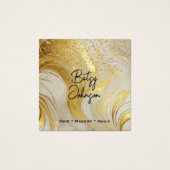 Ivory Marble and Gold Glitter Salon Business Card (正面)
