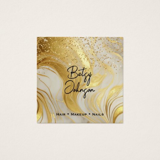 Ivory Marble and Gold Glitter Salon Business Card (正面)
