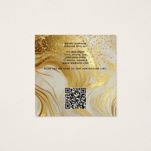 Ivory Marble and Gold Glitter Salon Business Card (裏面)