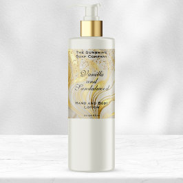 Ivory Marble & Gold Glitter Cosmetics Bottle Label 長方形シール