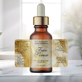 Ivory Marble & Gold Glitter Dropper Bottle ラベル
