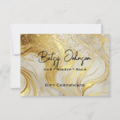 Ivory Marble & Gold Glitter Gift Certificate Card 招待状 (正面)