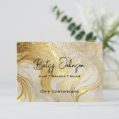Ivory Marble & Gold Glitter Gift Certificate Card 招待状 (スタンド正面)