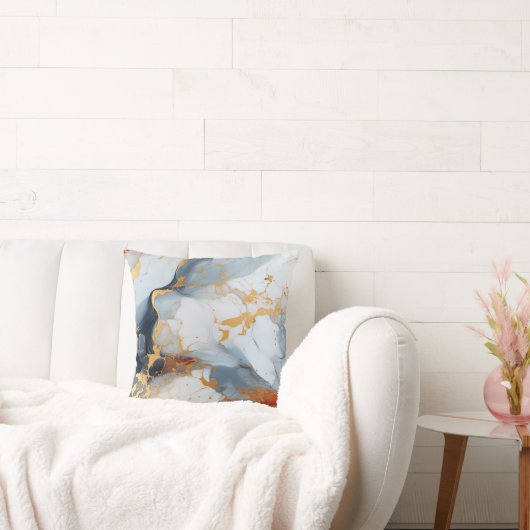 Ivory Marble with Gold & Rust Veins クッション (ソファ)
