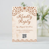 Ivory Mexican Floral Wedding QR code 出欠カード (スタンド正面)