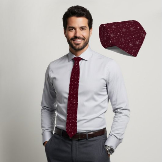 Ivory Micro Floral Dark Burgundy Tie ネクタイ