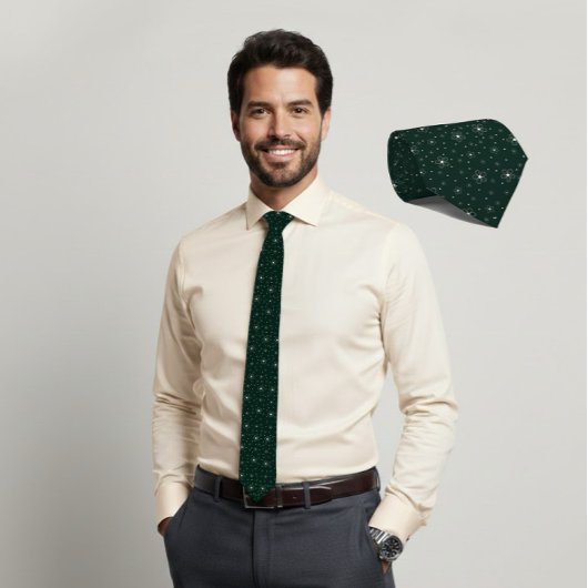 Ivory Micro Floral Dark Green Tie ネクタイ