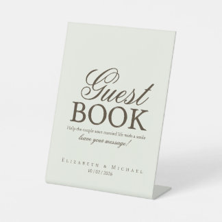Ivory Minimalist Boho Guest Book Tabletop Sign 台座サイン