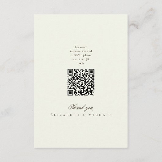 Ivory Minimalist Boho Script Wedding Details エンクロージャーカード (裏面)