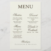 Ivory Minimalist Boho Script Wedding Menu (正面)