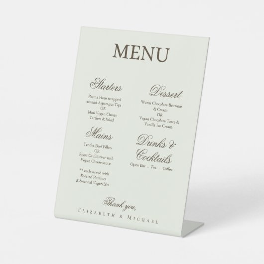 Ivory Minimalist Boho Wedding Menu 台座サイン (正面)
