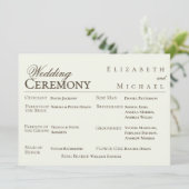 Ivory Minimalist Boho Wedding Program Timeline メニュー (スタンド正面)