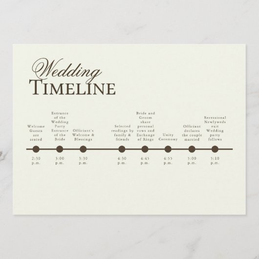 Ivory Minimalist Boho Wedding Program Timeline メニュー (裏面)