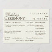 Ivory Minimalist Boho Wedding Program Timeline メニュー (正面)