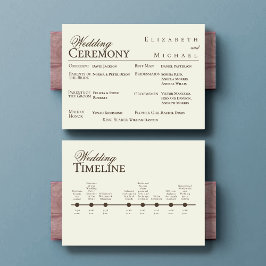 Ivory Minimalist Boho Wedding Program Timeline メニュー